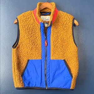 J. Crew Kids Sherpa Vest in Mustard and Blue